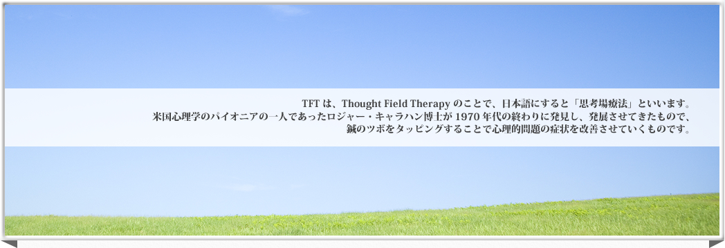 TFTは、Thought Field Therapy のことで、日本語にすると「思考場療法」といいます。